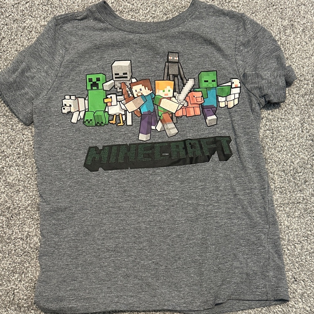 Minecraft Gray Kids T-Shirt with Iconic Characters